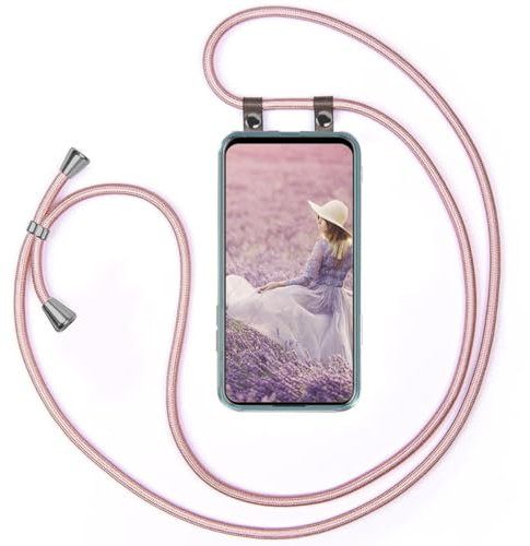 moex Chaîne de téléphone Portable Compatible avec Huawei P Smart Z, Coque avec Sangle réglable en l'or Rose