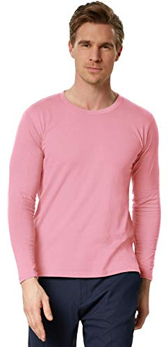 dressforfun Langarmshirt Herren, Basic Langarmshirts, Longsleeve Herren, Herren Pullover, Langarm T Shirt Herren, Sweatshirt, Arbeitskleidung Herren, Business, Unterziehshirt Herren - Rosa, L
