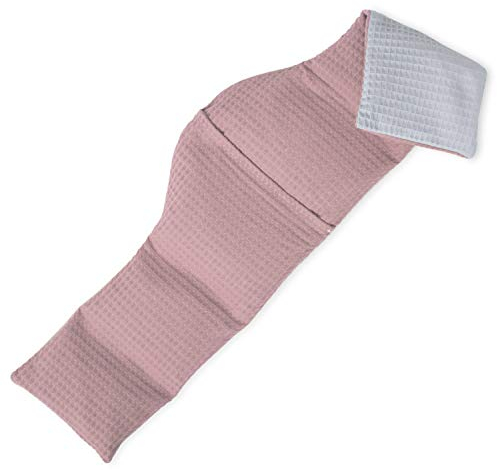 Amilian Kirschkernkissen ca. 75 x 15cm Wärmekissen Wärmekompresse Körnerkissen Kirschkernsack Kirschkern Kissen für Kinder Erwachsene ideal als Massagekissen Kältekissen Waffel Grau Altrosa