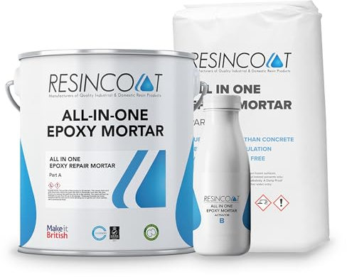 Resincoat - All-in-One Concrete Repair Mortar, 3-Part Epoxy Mortar Mix, Heavy-Duty Mortar Repair for Surface Filling, Pothole Repair, and More, Rapid Cold-Curing Epoxy, 5kg, Dark/Slate Grey