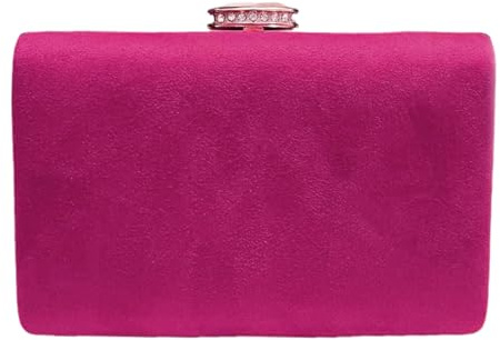LeahWard Women's Clutch Bag Suede Wedding Evening Party Handbags 672 (Fuchsia)