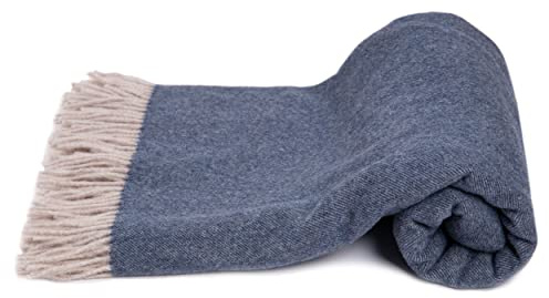 MA.AL.BI 1947 Plaid coperta 100% lana vergine 150X180 cm Made in Italy (blu)