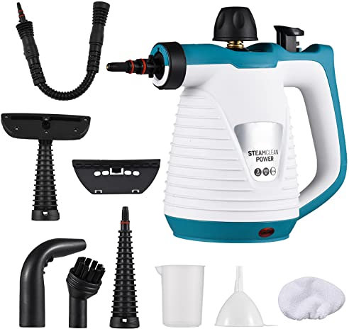 Irishom Handheld Steam Cleaner 1050W High Temperature Pressurized Steam Cleaning Tool with 9PCS Accessory Portable Multifunction Steamer for Kitchen Sofa Bathroom Car Window