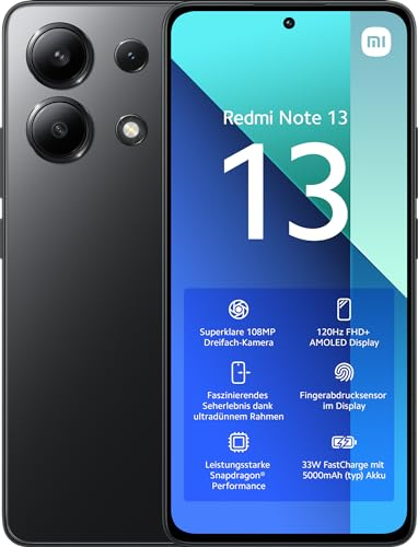 Xiaomi Redmi Note 13 Smartphone, 8+256GB, Handy ohne Vertrag, 6,67 FHD+ AMOLED Display, 5.000 mAh, 108MP Kamera, Dual-SIM, Tarnish