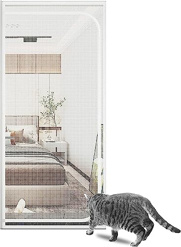 Nätdörr for katter, Kattskärm Kattnät for balkong, Husdjursskärm, Förhindra att katter springer ut, Kattnätdörrsskärm for vardagsrum, sovrum, kök (Color : B, Size : 95x205cm)