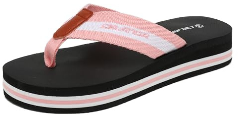 CELANDA Flip Flops Damen Flip-On Zehentrenner Frauen Leicht Badelatschen Bequeme Keilabsatz Strandschuhe Stoff Weich Yoga Matte Sandalen,Rosa Gr.41 EU