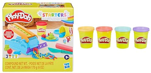 Play-Doh Knetwerk Starter-Set für Kinder zum Kneten und Spielen & 4erPack Sweet, tolle Farben für Kinder ab 2 Jahren, 112gDosen