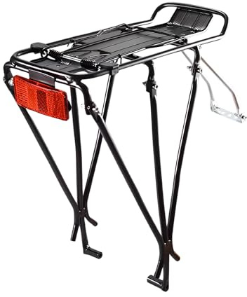 Dokeno Fahrrad Gepäckträger Hinten, Aluminiumlegierung Fahrradständer Maximalbelastung 25kg, Fahrradgepäckträger mit Reflektor Fahrradzubehör Federklappe für Mountainbike Rennräder MTB