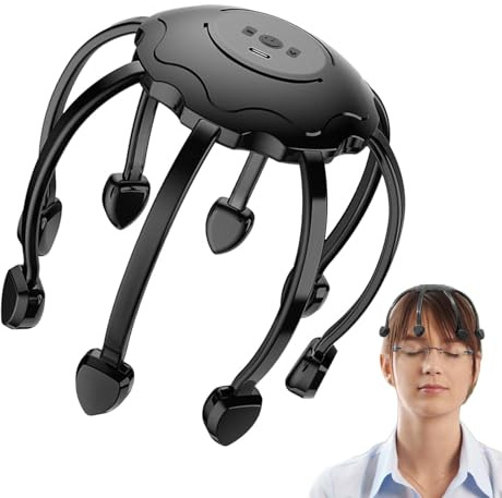 Rascador eléctrico de cabeza con garra de pulpo: masajeador automático del cuero cabelludo para relajación y alivio del estrés, masaje de cabeza y cuero cabelludo con 8 garras para la circulación sang