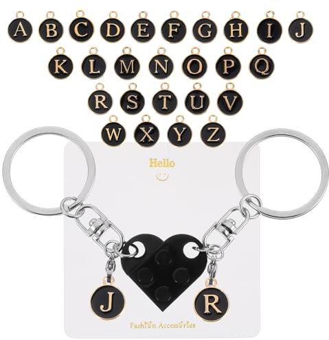 AOZUO Portachiavi a forma di cuore, per coppia, regalo fai da te, per amanti, amici, San Valentino, Colore: rosso, 2.5cm/0.98inch