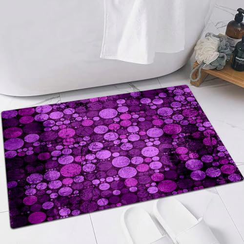 FSDGY Badvorleger Fußmatte Flauschig Teppich Badezimmerteppich Duschmatte für Bade & Wohnzimmer Schlafzimmer,Aubergine, Lila und Flieder,40x60 cm