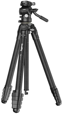 SmallRig Portable Carbon Fiber Travel Tripod Kit, 61.8'' Video Camera Tripod Monopod Video Head, Built-in QR Plate for Arca, Switchable Centre Column, Max Load 3kg / 6.6lb for Cameras, DSLR