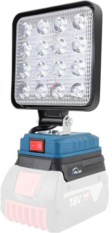 AUTOJARE Batterilampa kompatibel med Bosch 18 V 48 W trådlös LED-arbet 3 200 LM byggarbetsplat för bilreparation, hembelysning, camping, fiske (10 cm), inget batteri)