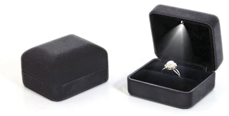 HSLFUAI Boîte cadeau de luxe avec lumière – Étui cadeau en flanelle avec éclairage LED pour bague, chaîne ou bracelet, boîte de présentation de haute qualité pour fiançailles, mariage