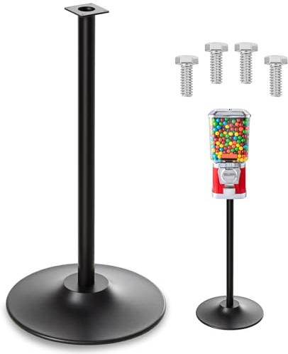Maxdot Single Metal Stand for Gumball Machine Candy Popcorn Vending Cast Iron 28'' Tall with 16'' Round Base Compatible for Small Capsule Machines Replacement Part, Black Only The Stand