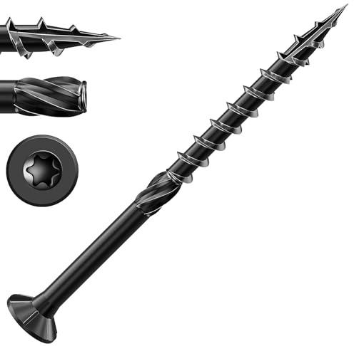 Zuyya 50 stycken träskruvar Torx 4,5 x 63 mm, spånskivskruvar svart, terrassskruvar, träbyggskruvar, försänkta skruvar, universalskruvar för takkonstruktioner
