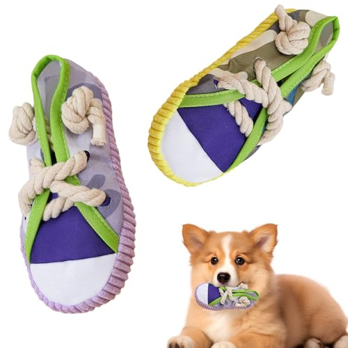 Nzkeuf Scarpa Giocattolo per Cani, 2 Piezas de Giocattolo da Masticare per Cani con Suono, Giocattoli Interattivo e Pulizia Denti per Cuccioli e Cane di Piccola Taglia, Antinoia e Antistress