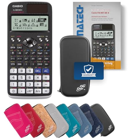Casio FX-991DE X Schulrechner + Tasche + Fachbuch – Wissenschaftlicher Taschenrechner mit 696 Funktionen für Oberstufe, Studium & Technik - Classic Set (Schwarz)