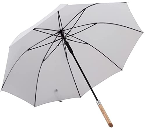 TOTIKI Paraguas Paraguas De Golf Palo Resistente Retro A Prueba Viento con Mango Madera Ventilación Dosel Abierto Automático Paragua De Viaje(Light Gray)