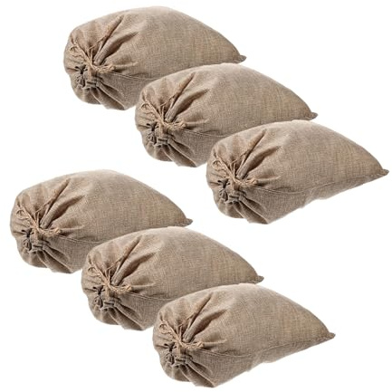 MOBUTOFU 6 Sacchetti in Iuta Cordoncino per Verdure e Frutta, Sacchi Riutilizzabili in Juta Naturale 20x30cm per Conservazione Alimentare Ecologica e Ordine Quotidiano