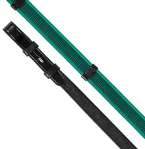 Shires Aviemore Continental Rubber Grip Zügel, schwarz / grün, 48X5/8