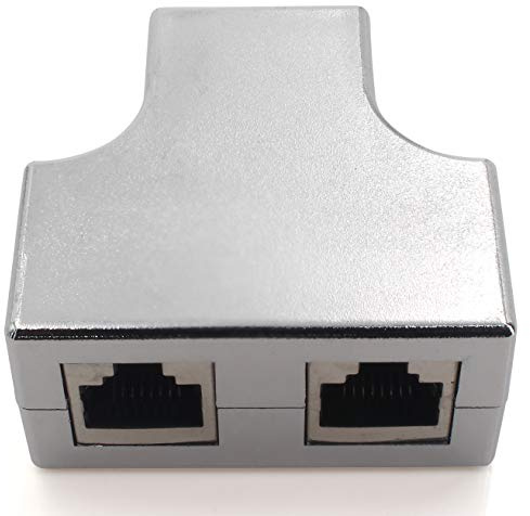 1aTTack.de cat. Adaptador de cable de conexión 5e conector de cable de red Adpater RJ45 socket 2X socket compatible con Cat5 Cat6 Cat7 Cat8 1 pieza