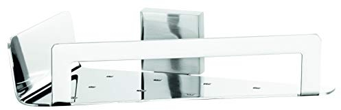 tesa EXXCLUSIV Eck-Duschablage, verchromt - Duschkorb zur Wandbefestigung ohne Bohren, inkl. Klebelösung - 220mm x 55mm x 150mm