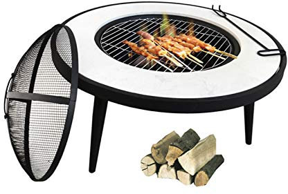 DTLEO Ampio 3-in-1 Fire Pit con Grill, Braciere Esterno Caminetto in Inverno, Bellissimo tavolino da caffè in Giardino in Estate