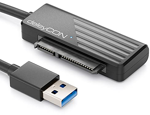 deleyCON USB 3.0 SATA Adapter Kabel USB A zu 2,5 Zoll Festplatten Laufwerke HDDs SSDs 5 GBit/s UASP SATA I II III Plug&Play