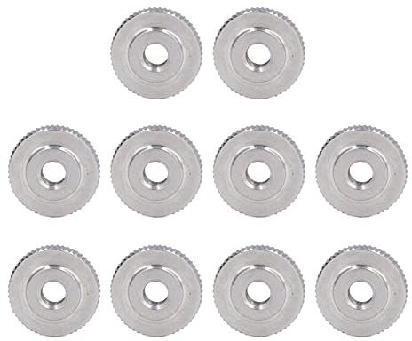 Fafeicy 10 Piezas M6 Tuerca Moleteada, Tuerca de Apriete Manual con Orificio Pasante de Cabeza Plana de Acero Inoxidable 304, Estándar DIN467, para Camas de Impresoras 3D Comunes (M6)