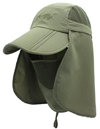 Connectyle Outdoor UPF 50+ Fishing Hat Baseball Cap with Face Neck Cover Sun Hat for Men Army Green