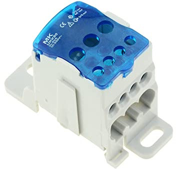 Una Morsettiera su Sei su sei Binari Morsettiera Scatola di Giunzione 1 in Molti fuori Scatola di Distribuzione su Guida DIN Connettore Universale Per Filo Elettrico (Blu)