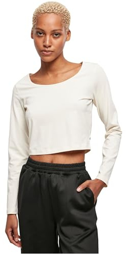 Urban Classics Kvinna T-Shirt Ladies Organic Cropped Longsleeve, Whitesand, M
