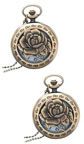 VALICLUD 2 STK Taschenuhr Stainless Steel inoxlm klocke Halskettenuhr Steampunk-Tasche Weihnachtskette eine Halskette Vintage Kettenuhr Quartz Uhr Quarz Anhänger verknüpfte Liste