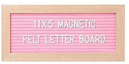 G GAMIT Small Magnetic Felt Letter Board 11x5Inch with Changeable Letters and Numbers, Message board Letter Sign Board in Wood Frame for Anoucement&Notification(Pink)
