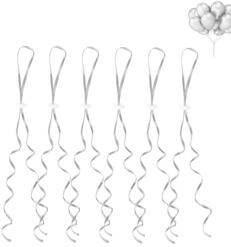 GoldRock Ballonverschlüsse Helium mit Schnur für Luftballons,100 Stück Ballonband Silber,Luftballon Verschlüsse,Luftballon Schnüre, Schnur zum Luftballon Aufhängen für Hochzeitsfeier,Geburtstag,Party