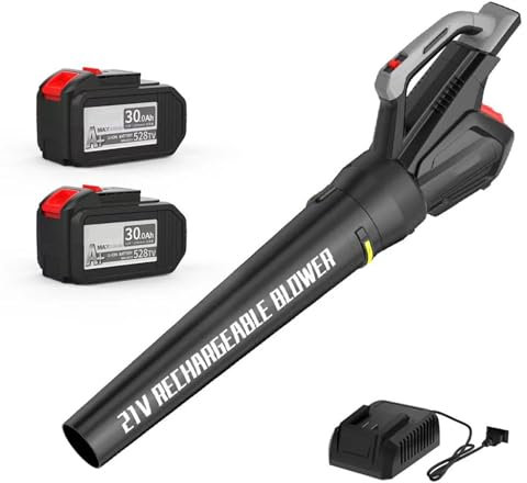 Soplador de hojas inalámbrico, 144 KM/H 400CFM Velocidad del aire Soplador de hojas con batería, Potente soplador de hojas eléctrico de 21 V para soplar hojas, Soplador eléctrico de hojas de jardín