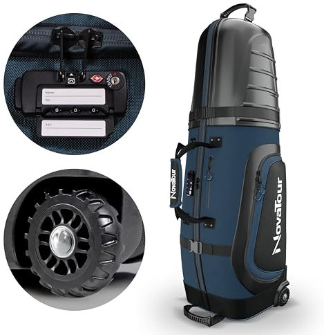 Golf Travel Bag for Airlines: ABS Hard Case Top, Built-in TSA Lock, Waterproof Zippers, 1680D Oxford Fabric, Oversized Tank Wheels, Lightweight – Enhanced Club Protection