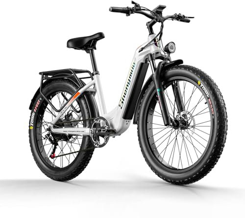 Shengmilo E Bike Herren,Mountainbike,80NM,48V 17.5AH Batterie,26 Zoll E Bike Damen,7-Gang Getriebe mit LCD-Display,Dual Shock Elektrofahrrad,Citybike,COC,CE (MX06)