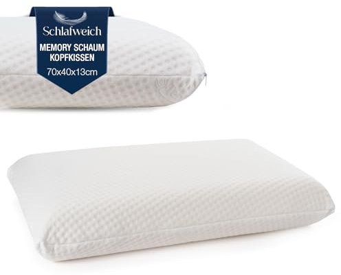 Schlafweich Orthopädisches Kopfkissen Memory Foam – Ergonomisches Kissen gegen Nackenschmerzen, Hypoallergen & Waschbar, Ideal für Ganzkörperunterstützung (70x40x13)