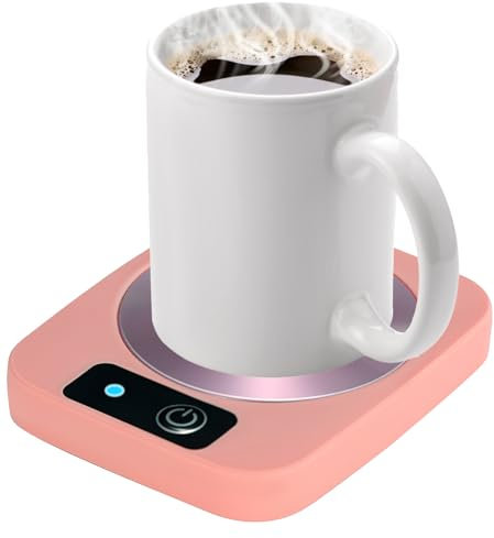 Coffee Mug Warmer, 55℃ USB Cup Warmer with 3.5 Heated Metal Panel, Beverage Heating Desk Coaster for Milk Cappuccino Tea Cocoa Water, Gift for Coffee Lover, Home Office Desk (Pink)
