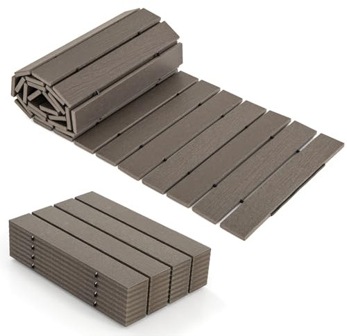 TANGZON Roll Out Garden Pathway, 242cm Outdoor Patio Straight Walkways with Non-slip Surface, Metal Wire Connection, Carrying Handle, All-Weather Decorative Boardwalk for Wedding Backyard (43cm Width)