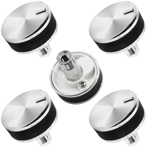 5 Pack WB03X24360 Gas Stove Stainless Steel Knob Compatible with GE Cooktop Replaces WB03T10259 AP5980302 PS11700818 EAP11700818 4179424
