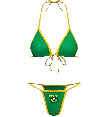 Brazil Mexico Jersey Y2k Halter Bikini Sets Cute 2 Piece Sexy Swimsuit Beach Sets Women Summer (Brazil Green,Small)