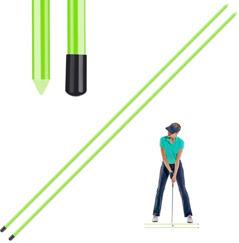 AXKAL Golf Swing Trainer Alignment Sticks 34 Inches Value 2 3 Pack, Golf Club Sticks Rods Equipment Training Aid for Golf Shot Stroke, Warm-Up Strength Speed Practice Tool (2 Pack-Green)