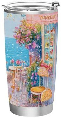 siphylline Beach Colloge Coffee Store Stainless Steel thermal cups Leak-proof Lid mug 20 oz for travel reusable insulated tumbler with lid 20oz