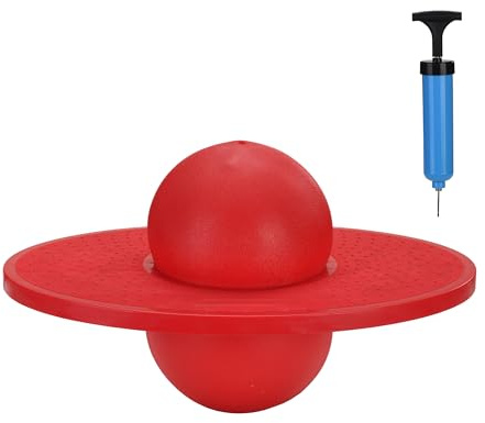 Relaxdays Pogo Ball för barn, upp till 100 kg, hoppleksak utomhus, röd | Studsboll med platta, balans, HBT: 25 x 39 x 28 cm