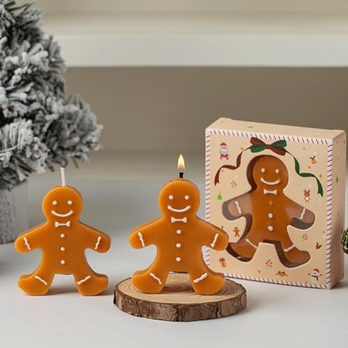 Paquete de 3 velas perfumadas con forma de hombre de jengibre, aroma estético de cera de soja, velas decorativas de Navidad, perfectas para decoración de fiesta de Nochebuena y regalo