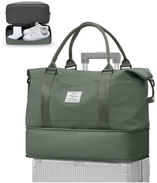 WEPLAN Sac de Voyage 40x30x20 pour Ryanair Wizzair Bagage à Main Avion Sac Weekend Femme Homme Sacs Cabine Impermeable Sacs de Sport Voyage avec Compartiment à Chaussures Travel Bag,A03-Vert Armée