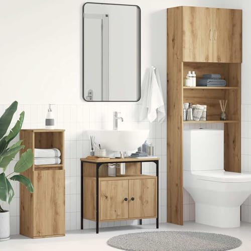 Frdhee Armadio sottile, mobiletto lavabo in rovere Artisan, 60 x 30 x 60 cm, in legno per bagno, soggiorno, cucina, salvaspazio